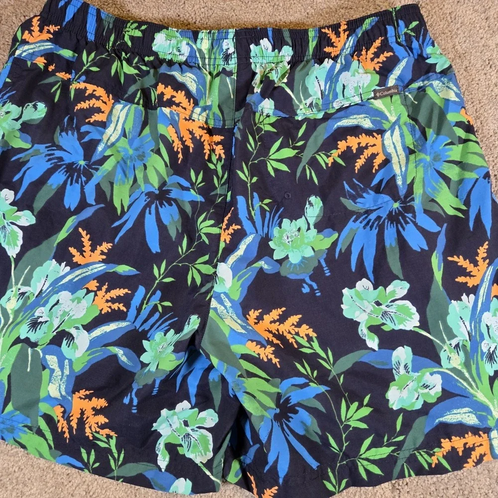 Columbia Shorts Men's Floral Unlined Trunks Blue And Yellow Size‎ XL